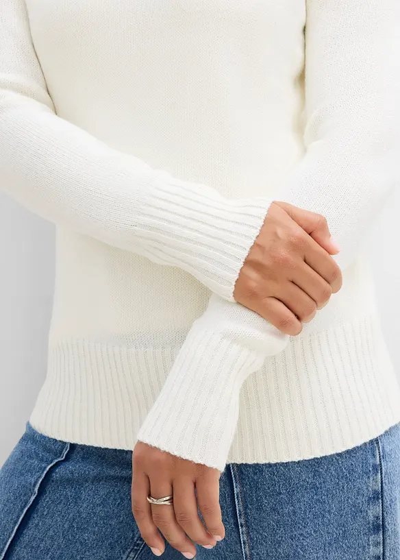Pull col roul&eacute; basique, bonprix