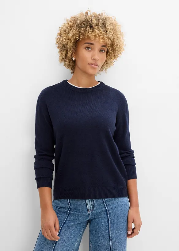 Pull col rond en maille, bonprix
