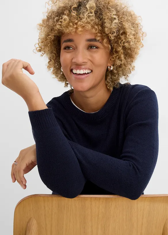 Pull col rond en maille, bonprix