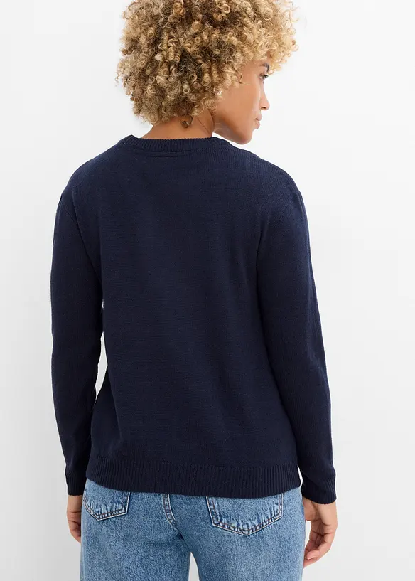 Pull col rond en maille, bonprix