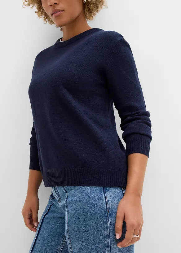 Pull col rond en maille, bonprix