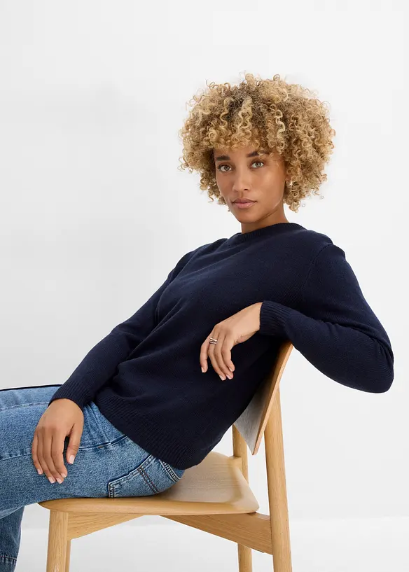 Pull col rond en maille, bonprix