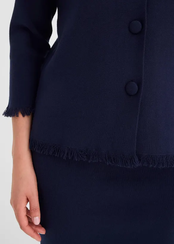 Gilet en maille &agrave; bords frang&eacute;s, bonprix