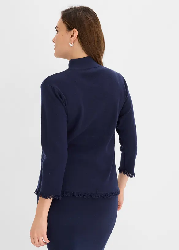 Gilet en maille &agrave; bords frang&eacute;s, bonprix