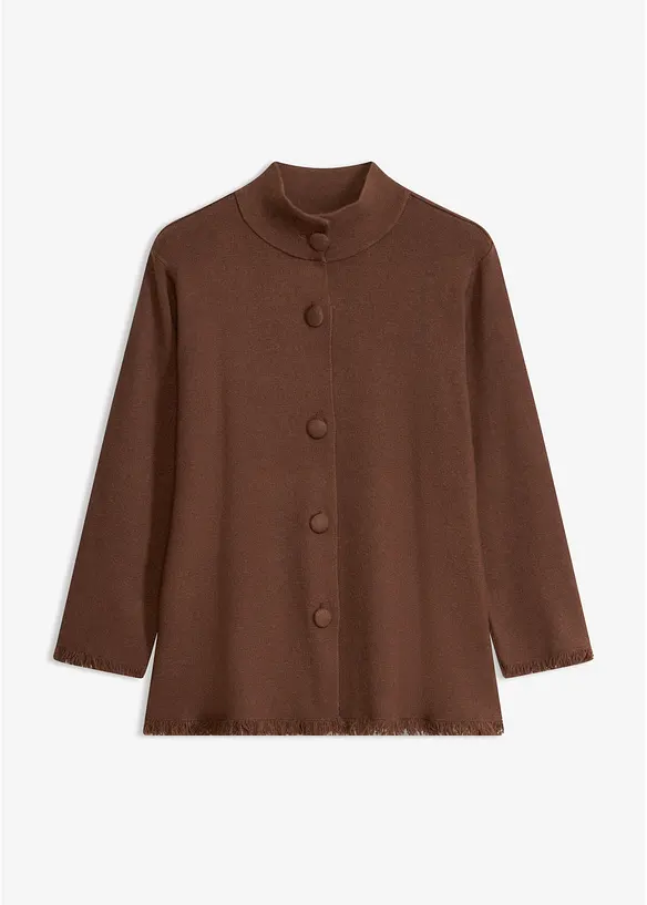 Gilet en maille &agrave; bords frang&eacute;s, bonprix
