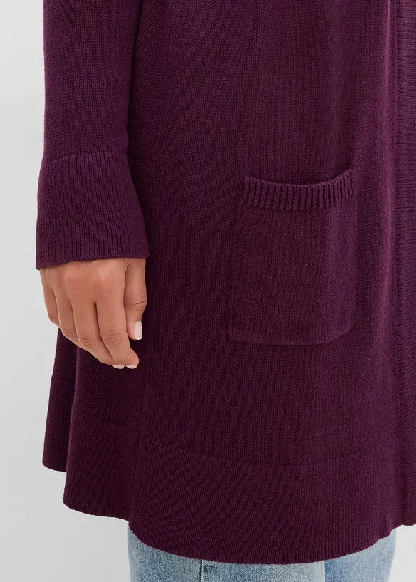 Gilet long en maille, manches longues, bonprix
