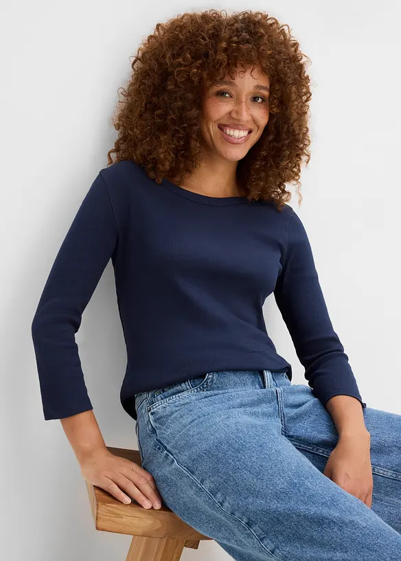 Lot de 3 T-shirts c&ocirc;tel&eacute;s manches 3/4, 100% coton, bonprix