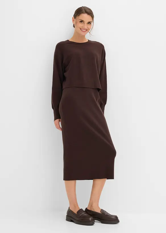 Robe et pull en maille (ens. 2 pces), bonprix