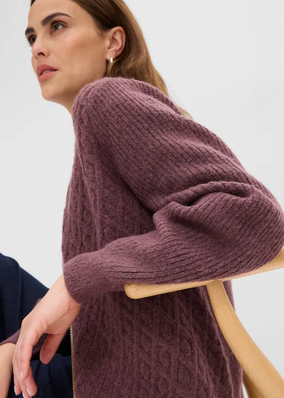 Strickjacke mit Zopfmuster, bonprix