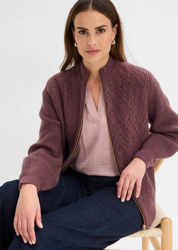 Strickjacke mit Zopfmuster, bonprix