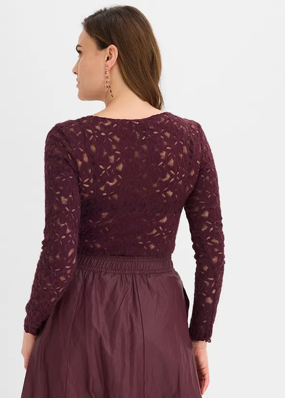 Spitzenbody mit flauschiger Oberfl&auml;che, bonprix