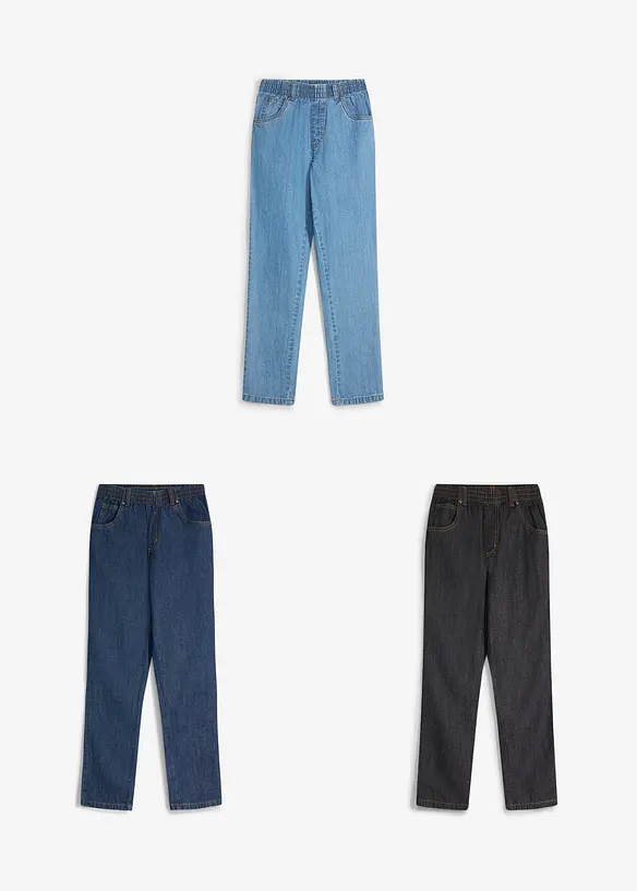 Regular Fit Schlupfhose aus reiner Baumwolle, Straight (3er-Pack), bonprix