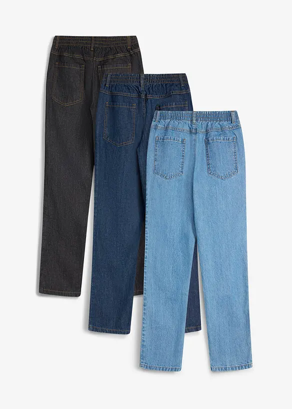 Regular Fit Schlupfhose aus reiner Baumwolle, Straight (3er-Pack), bonprix