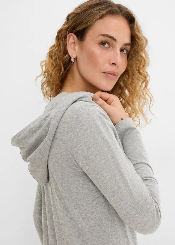Long T-shirt manches longues &agrave; capuche, bonprix