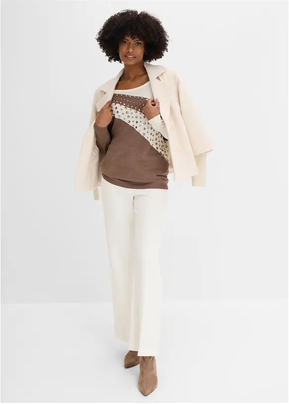 Pull long avec strass, bonprix