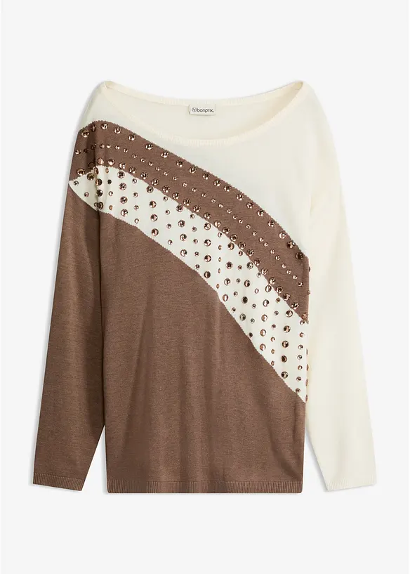 Pull long avec strass, bonprix