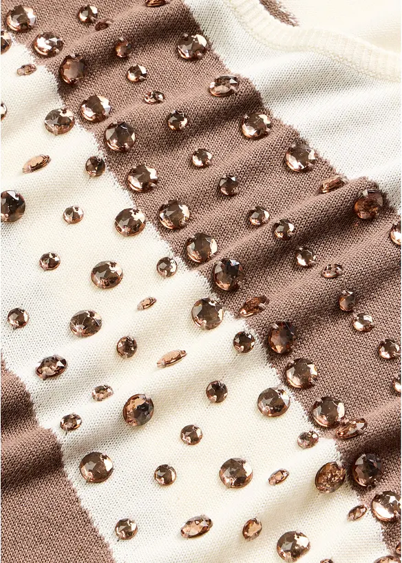 Pull long avec strass, bonprix
