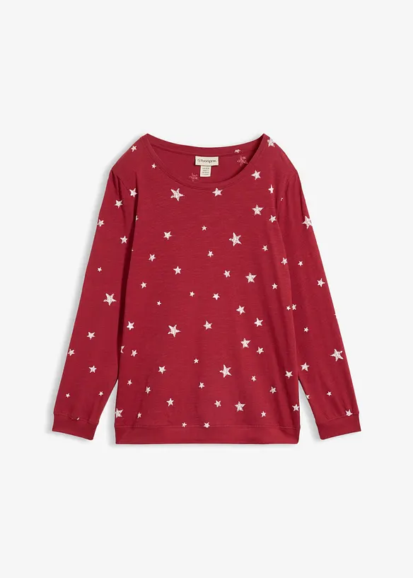 T-shirt coton imprim&eacute;, manches longues, bonprix