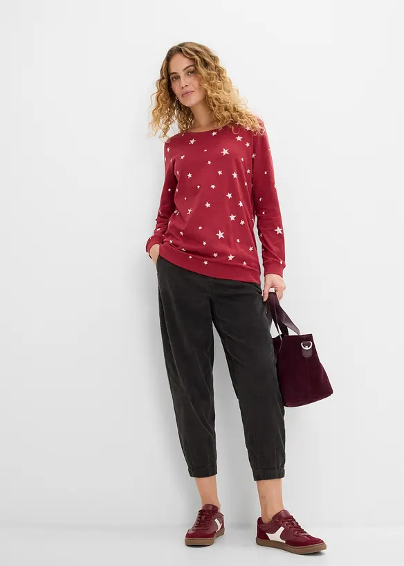T-shirt coton imprim&eacute;, manches longues, bonprix