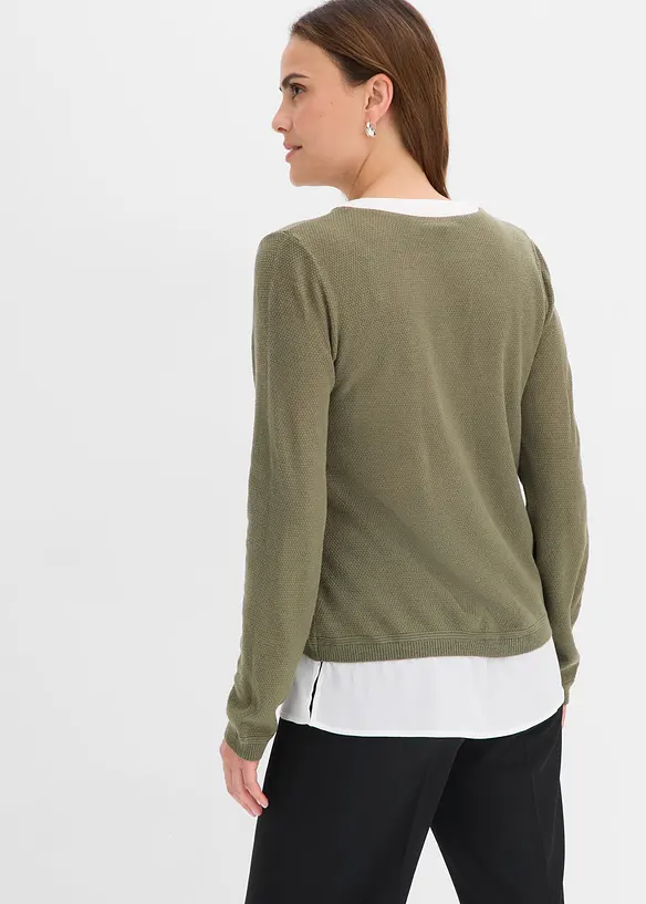 Feinstrickpullover mit Bluseneinsatz, bonprix