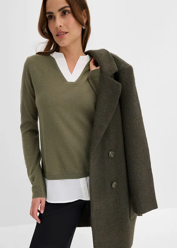 Feinstrickpullover mit Bluseneinsatz, bonprix