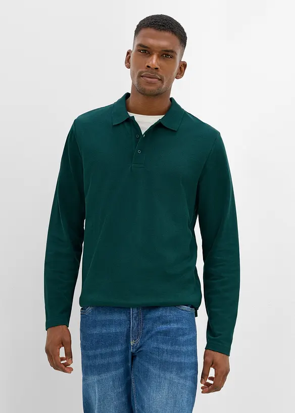 Polo en piqu&eacute;, manches longues, bonprix