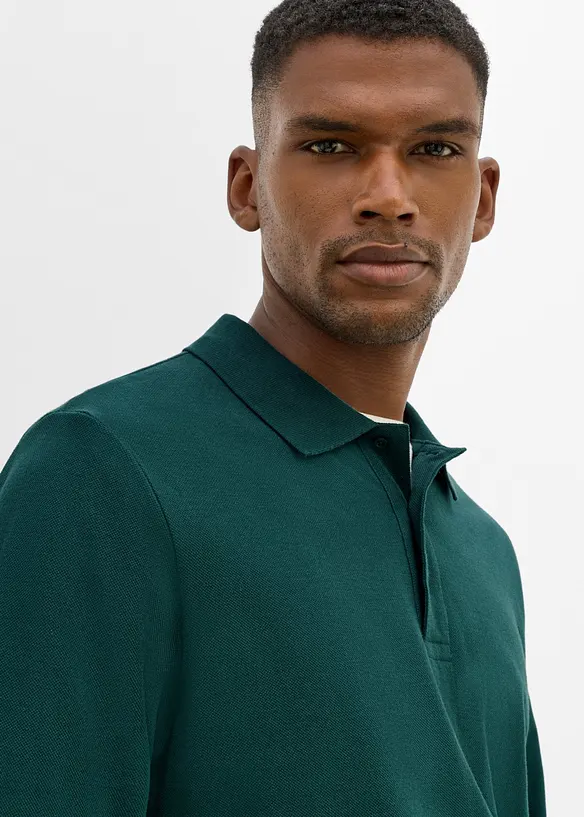 Polo en piqu&eacute;, manches longues, bonprix
