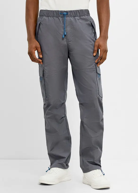 Pantalon cargo droit et d&eacute;contract&eacute; &agrave; taille &eacute;lastiqu&eacute;e, bonprix