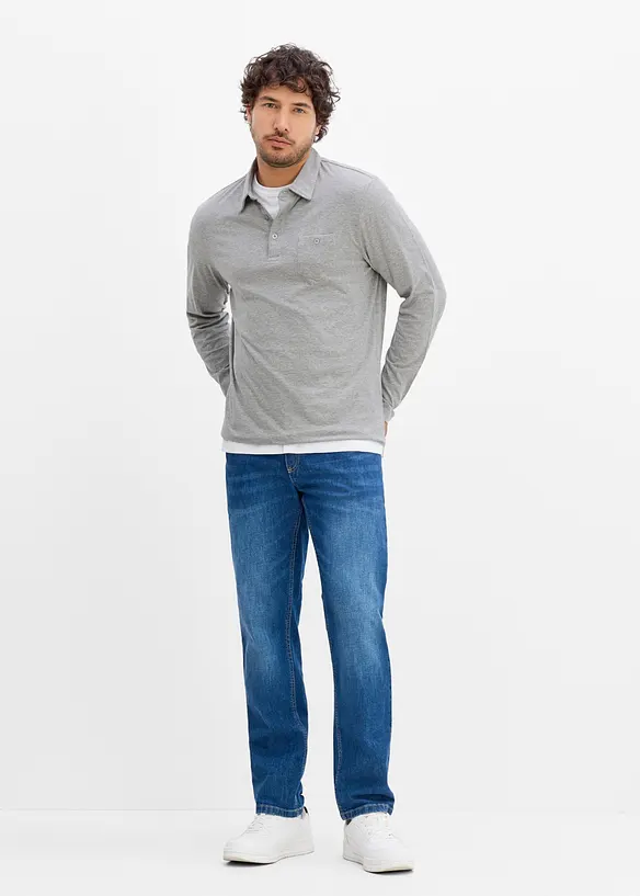 Lot de 2 polos &agrave; manches longues et poche poitrine, bonprix