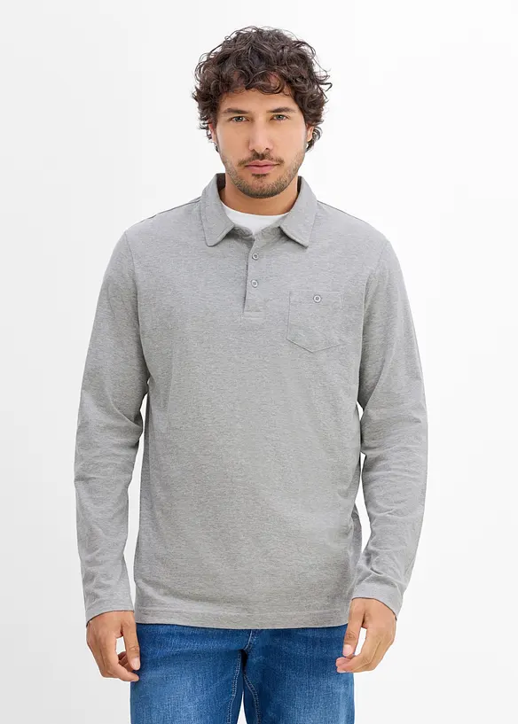 Lot de 2 polos &agrave; manches longues et poche poitrine, bonprix