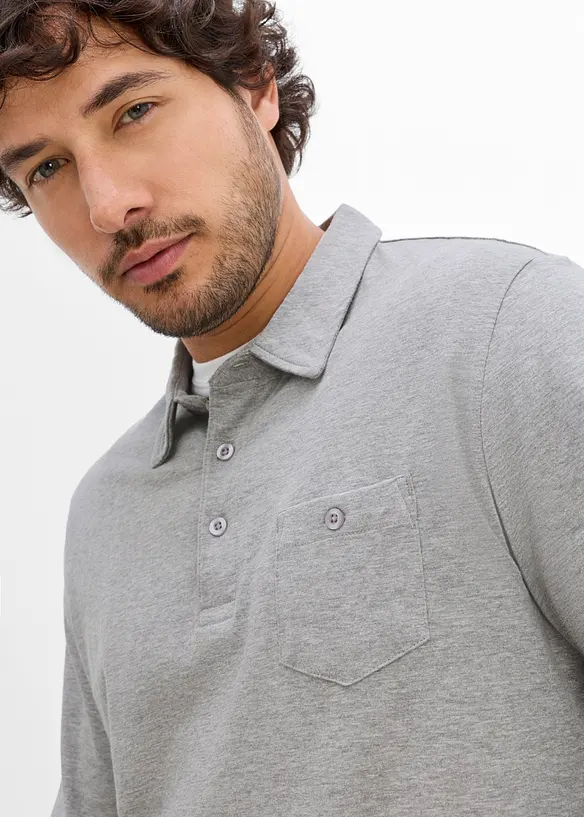 Lot de 2 polos &agrave; manches longues et poche poitrine, bonprix
