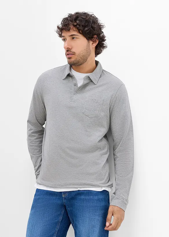 Lot de 2 polos &agrave; manches longues et poche poitrine, bonprix