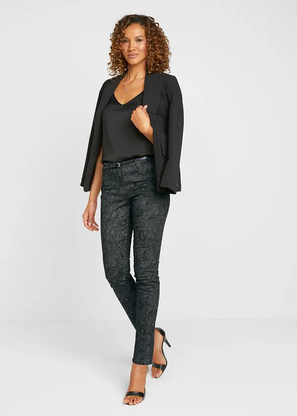 Pantalon en twill &agrave; imprim&eacute; raffin&eacute;, bonprix