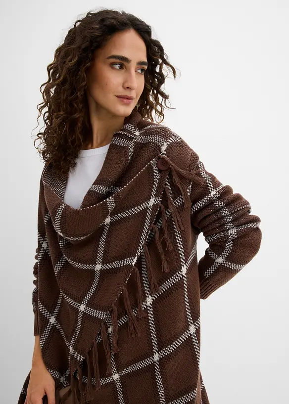 Longstrickjacke mit Fransen, bonprix