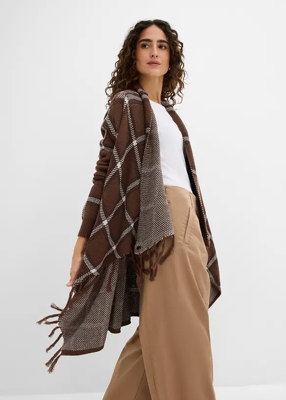 Longstrickjacke mit Fransen, bonprix