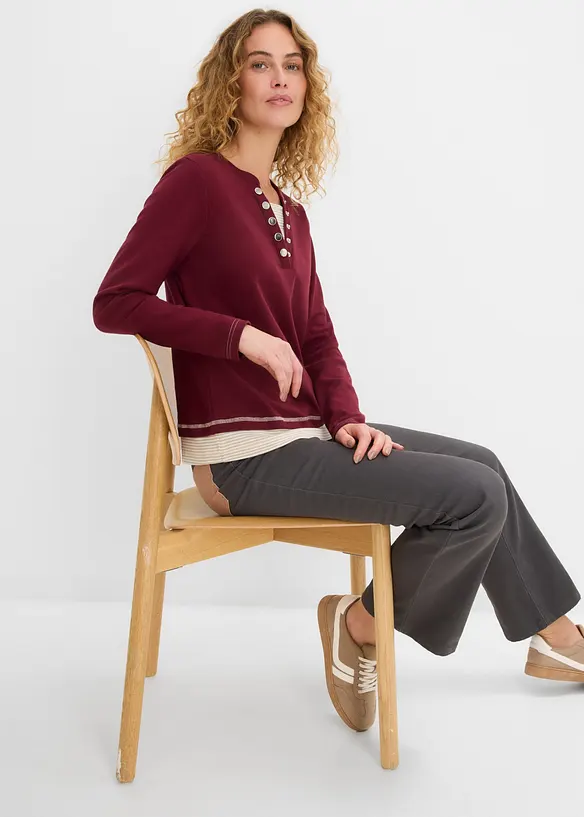 T-shirt coton manches longues style 2en1, bonprix