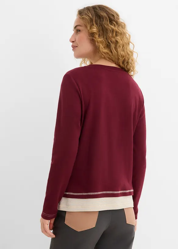 T-shirt coton manches longues style 2en1, bonprix