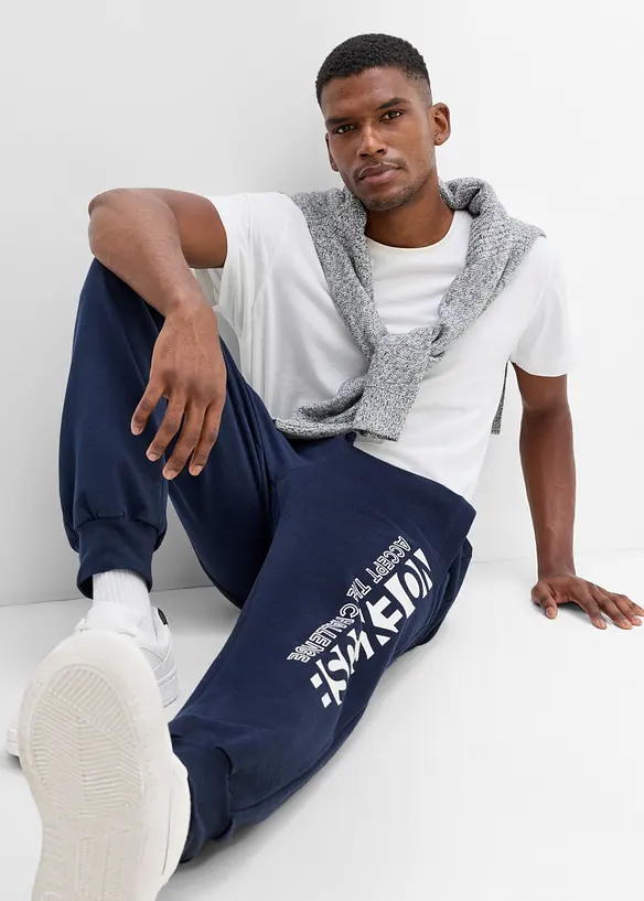 Pantalon de jogging &agrave; imprim&eacute; sportif, 100% coton, bonprix