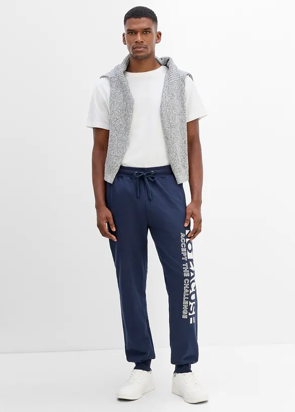 Pantalon de jogging &agrave; imprim&eacute; sportif, 100% coton, bonprix