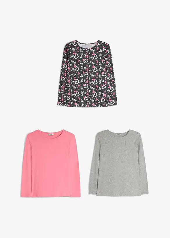Langarmshirt aus reiner Baumwolle (3er Pack), bonprix