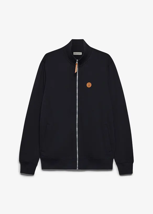 Sweat zipp&eacute; &agrave; col montant et d&eacute;tails enduits, bonprix