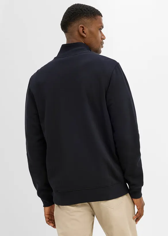 Sweat zipp&eacute; &agrave; col montant et d&eacute;tails enduits, bonprix
