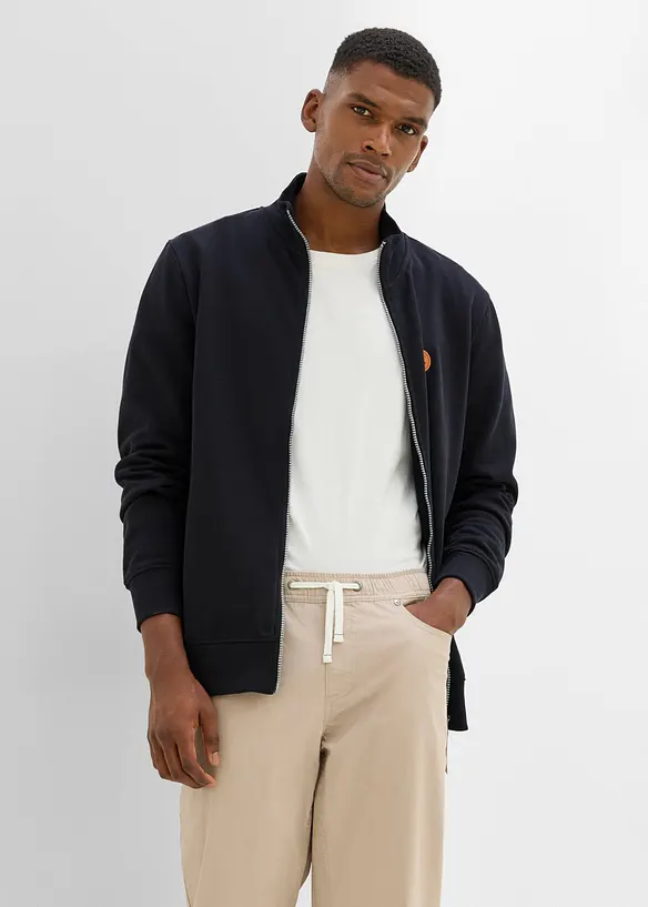 Sweat zipp&eacute; &agrave; col montant et d&eacute;tails enduits, bonprix