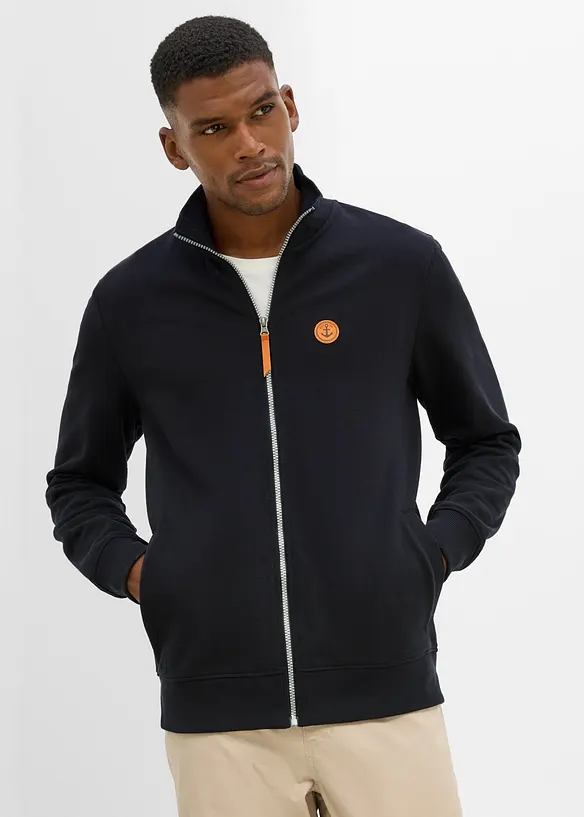 Sweat zipp&eacute; &agrave; col montant et d&eacute;tails enduits, bonprix