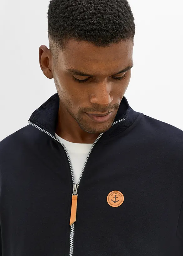 Sweat zipp&eacute; &agrave; col montant et d&eacute;tails enduits, bonprix