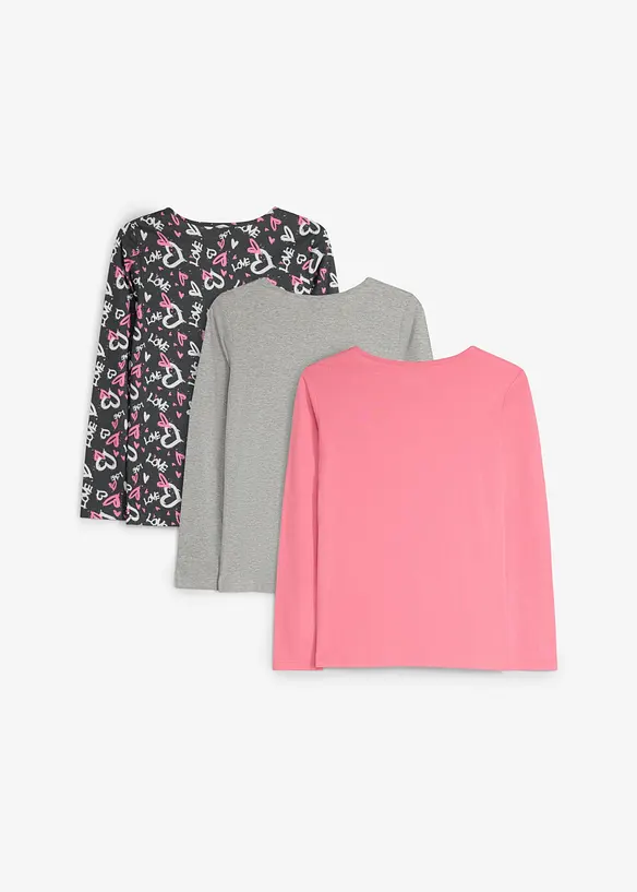 Langarmshirt aus reiner Baumwolle (3er Pack), bonprix