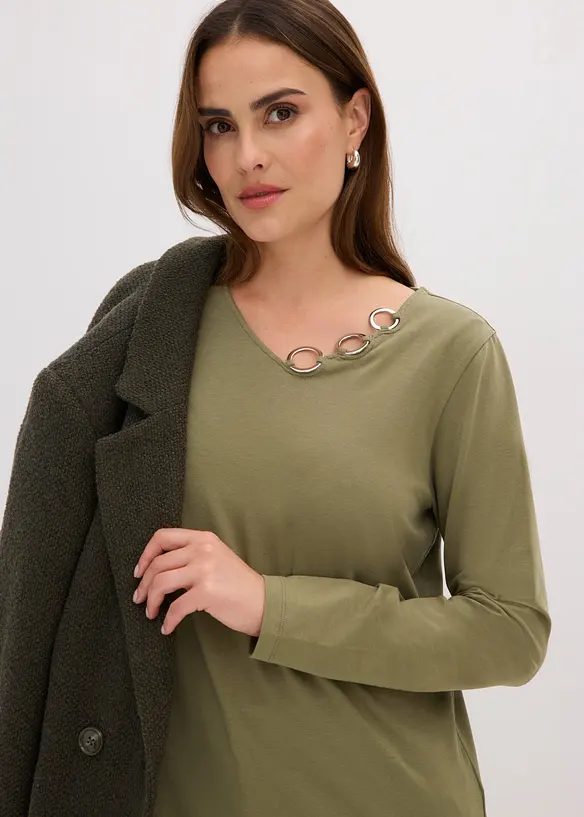 Langarmshirt mit &Ouml;sen, bonprix