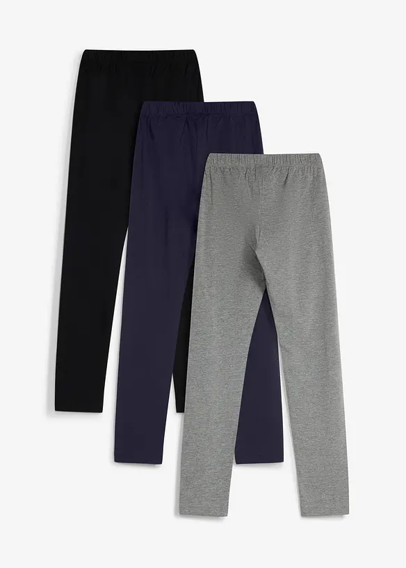 Leggings aus elastischem Bio-Baumwoll-Mix (3er Pack), bonprix