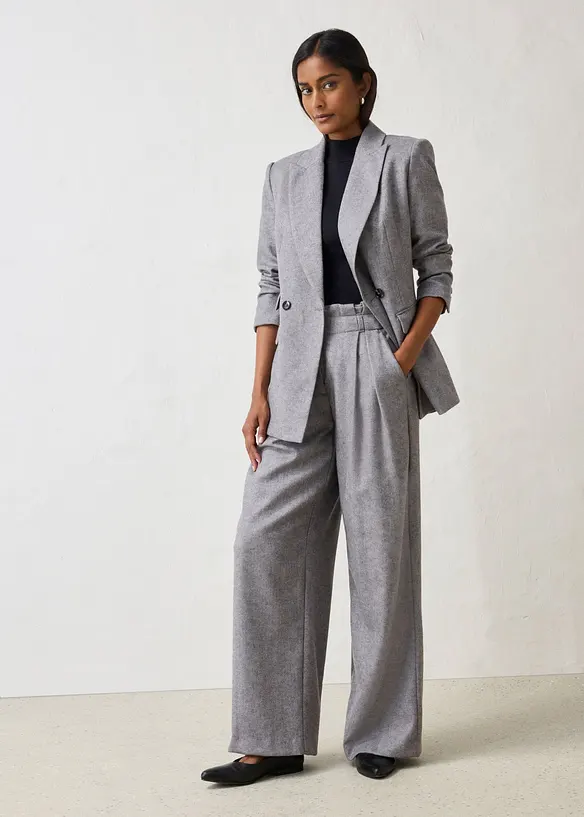 Weite Bundfaltenhose mit weichem Wollanteil, bonprix