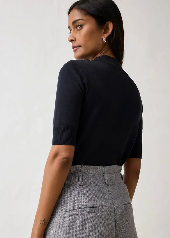 Weite Bundfaltenhose mit weichem Wollanteil, bonprix